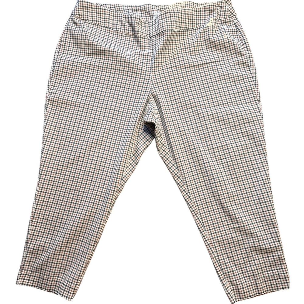 Croft & Barrow Effortless Stretch Pant  Size 22W Short in Tan and Brown Gingham